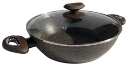 Wok Pan Cooking Pot 24cm 9″ with Glass Lid