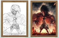 Attack On Titan Mikasa Vs Eren Giant Light Frame