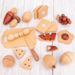 Children's Wooden Magnetic Cutting Fruit Vegetable Basket Slicer Baby Cutting Play House Kitchen Toys