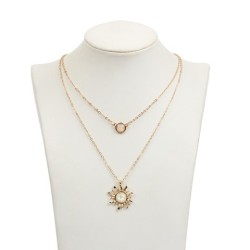 Multi-layered Sun Flower Necklace Female Fashion Opal Clavicle Chain