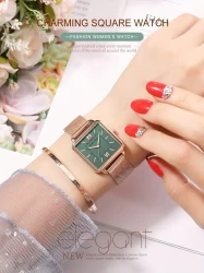 Women's Watch Luxury Square Pointer Quartz