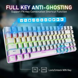 Gaming 84-Keys Keyboard RGB Lightweight Mouse Set Mechanical Rainbow For PCPS4