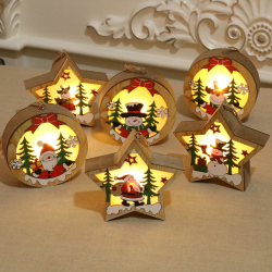 Christmas Decorations Wood Light Pendant Small Gifts