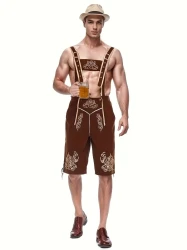 German Beer Festival Costume, Men's Lederhosen With Embroidered Details