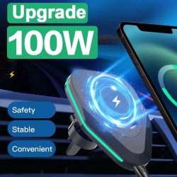 100W Magnetic Wireless Car Charger Air Vent Mount - Fast Charging Phone Holder for iPhone 12, 13, 14, 14 Pro Max/Mini