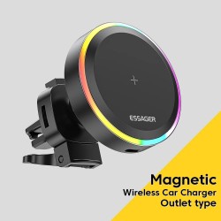 Essager RGB Magnetic Car Phone Holder Qi 15W Wireless Charger - Universal Phone Holder Stand