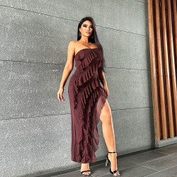 Summer Trend Skinny Women's Fashion Tube Top Backless Split Dress