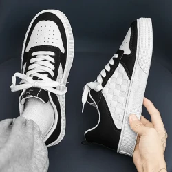 Men's Casual Plaid Lace-up Sneakers