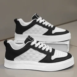 Men's Casual Plaid Lace-up Sneakers