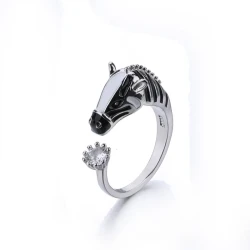 Animal-shaped Zebra Diamond Adjustable Ring