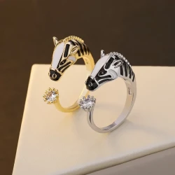 Animal-shaped Zebra Diamond Adjustable Ring