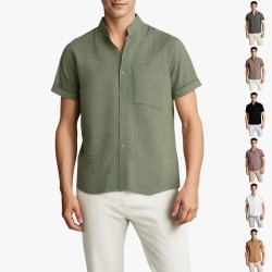 Solid-color Short-sleeved Lapel Shirt