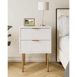 Aobafuir Nightstand - 2 Drawer Dresser for Bedroom, Small Side Table with 2 Drawers, Bedside Furniture, Night Stand, End Table