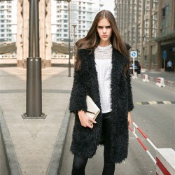 Autumn And Winter Ladies New Lamb Wool Long Trench Coat Imitation Fur Suit Coat Overcoat