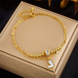 Golden Heartbeat Dual Chain Anklet