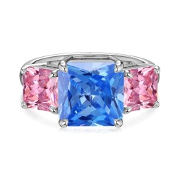 Trio Radiance Blue and Pink Gemstone Ring