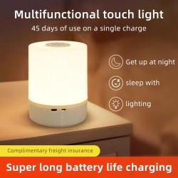 USB LED Night Lamp - Rechargeable Table Lamp with Switch, Three Colors Lights, Touch Night Light for Kitchen, Hallway, Closet, Bedroom, Home