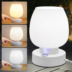 Rechargeable Bedside Table Lamp - Button Control Reading Light with 3 Color Modes for Living Room, Dining Room, Bedroom Decoration