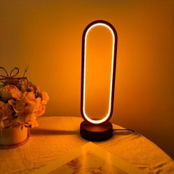 1PC Ring LED Bedside Lamp - Three-Color Dimming Night Light for Bedroom and Living Room