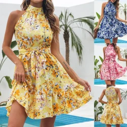 Lace-up Floral Summer Dress