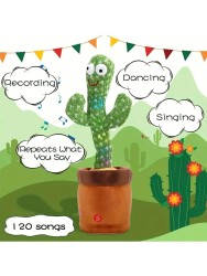 1pc Dancing Talking Cactus Toy - Singing and Mimicking for Babies and Kids