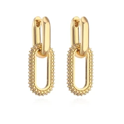 Elegant Geometric Zircon Earrings - Gold Plated Copper