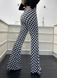 New Checkerboard Flare Pants Women's Fitness Yoga Clothes High Waist Showing Long Legs Tight Nude Sports Leisure Street Style