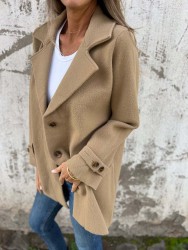 Women's Coat With Loose Lapels Pockets