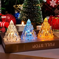 Night Light Crystal Mini Christmas Tree Light Flameless LED