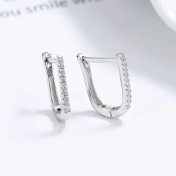 Silver Geometric U-shaped Earrings Women