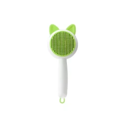 Pet Dog and Cat Self-Cleaning Grooming Brush - Hair Remover Dematting Comb with Cat Ear Design