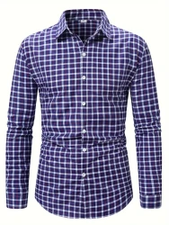 Men's Casual Plaid Shirt | All-Season Comfort with Stylish Lapel and Durable Woven Fabric