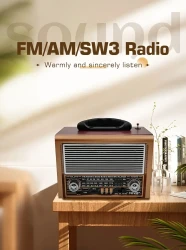 Retro Radio & Wireless Speaker, AM FM SW Radio With TWS Wireless 5.0 Sound, Rechargeable Battery, TF And U Disk Playback, Perfect For Gifts