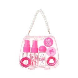 Miniso Barbie Dispensing Bottle Set – Sweetheart Handbag Travel Set, 7-Piece Dispensing Bottle Storage Bag