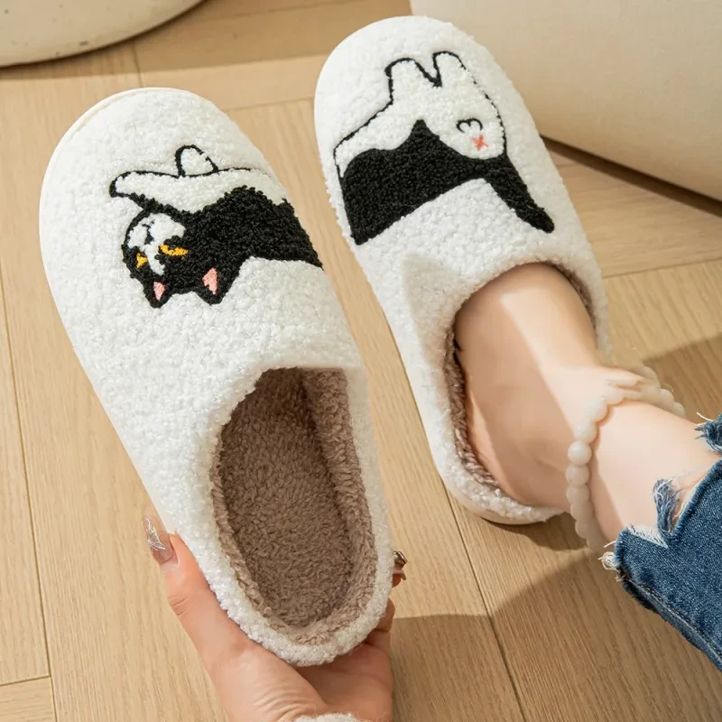 Cartoon Cotton Slippers For Women Men Indoor Outdoor Slippers