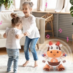 Baby Cartoon Cow Electronic Pet Toy - Dancing, Walking, Light and Music Interactive Educational Toy