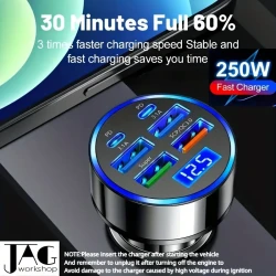 6-in-1 Car Charger with Digital Display