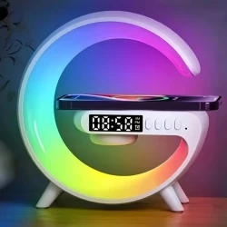 Vibrant Smart Big G RGB Light - [Wireless Charging Speaker & Night Light - [3-in-1 Desktop Ornament