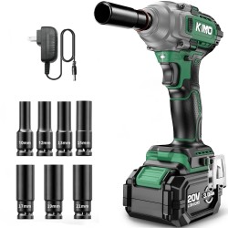 Cordless Impact Wrench, 3000 RPM & Max Torque 350 ft-lbs (475N.m), 1/2 Impact Gun with 3.0Ah Li-ion Battery, 7 Drive Impact Sockets, 1/2 Impact Driver