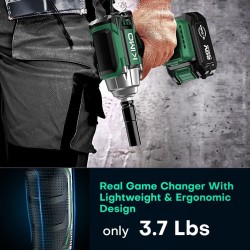 Cordless Impact Wrench 1/2", Premium Brake Stop, 3000 RPM & Max Torque 350 ft-lbs (475N.m), 7 Sockets & 3 Inch Extension Bar, 1/2 Impact Gun