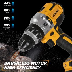 Cordless Drill, 21V 1850RPM Power Drill Set With 2x3000mAh Battery And Charger, 25+1 Torque Setting, 1/2'' Keyless Chuck, 2 Variable Speed, Electric Drill Set With Built-in LED Light