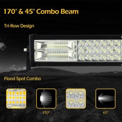 22" LED Light Bar Triple Row 288W Combo Beam Off-Road Lights + 2Pcs 4 Inch 60W LED Pod Lights with Harness Wiring for Trucks ATV UTV Jeep Boat Pickup