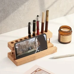 Multifunctional Walnut Wood Pen Holder