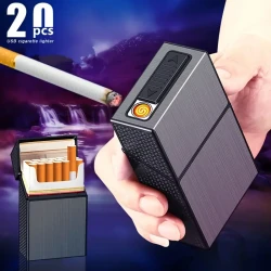 2-In-1 Usb Rechargeable Lighter & Cigarette Case