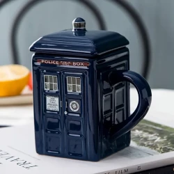 450ML Ceramic Mug with Lid - British Phone Booth Design