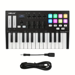 Streamlined" Mooer Panda Mini Ii 25-Key Midi Keyboard Controller With Rgb Backlit Trigger Pads, Oled Display For Real-Time Pitch, Octave & Speed Control - Usb Powered