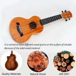 High-Quality 21-Inch Peachwood Ukulele, Natural Wood Color, With Archback Design For Enhanced Resonance. Perfect Gift For Adult Beginners And Hawaiian Style Play. Ideal Christmas Or Birthday Present. Eid Al-Adha Mubarak