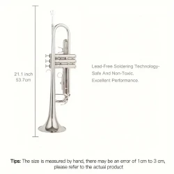 KALUOLIN Elite Silver Trumpet: Tenor Range, Professional 7C Mouthpiece, Lacquered Finish, with Modern Carrying Bag