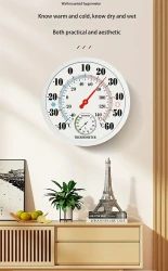 Thermometer, Hygrometer Wall-Mounted Metal Decorative Big Hanging Hygrometer Round Beautiful, Used For Warehouse, Hospital, Vegetable Large Shed, Hotel, 24.5cm/9.7inch