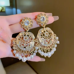 A Pair Of Medieval Style Exaggerated Rhinestones